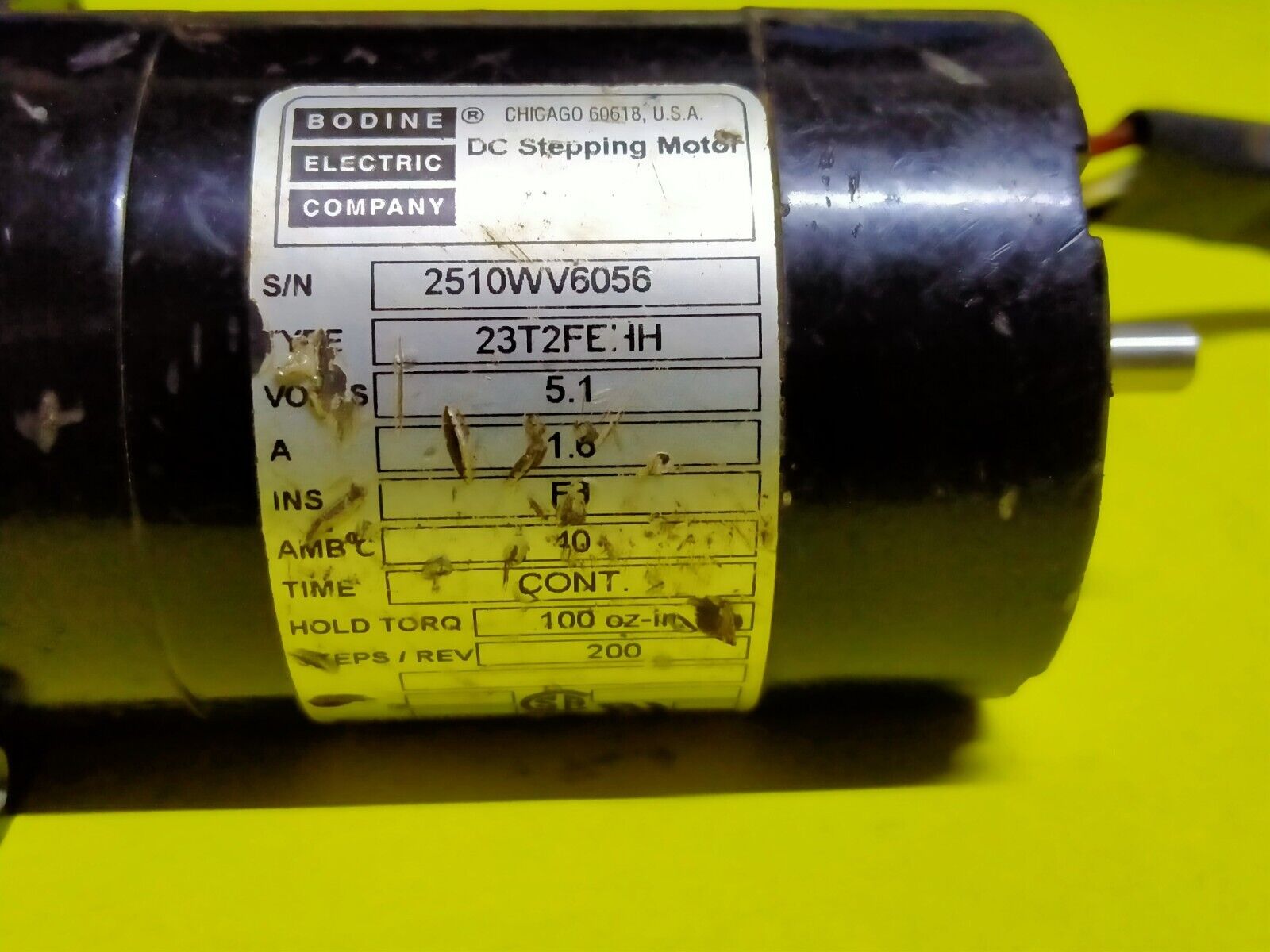 Bodine Electric 23T2FEHH DC Stepping Motor 5VDC 1.6A INS F3 Bodine Motor - Image 2