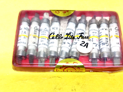 Cello Lite NC1 Fuses Electric Fuse 2A Lot of 10 Marin Store Spare New.